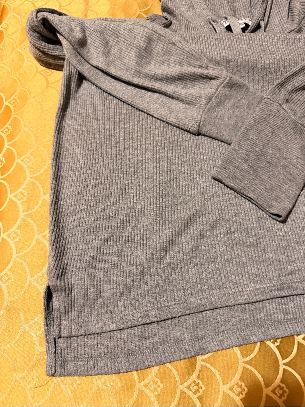 PJ Salvage Grey Hoodie, super soft ribbed knit, long-sleeve, Oversized size XS - Picture 12 of 16